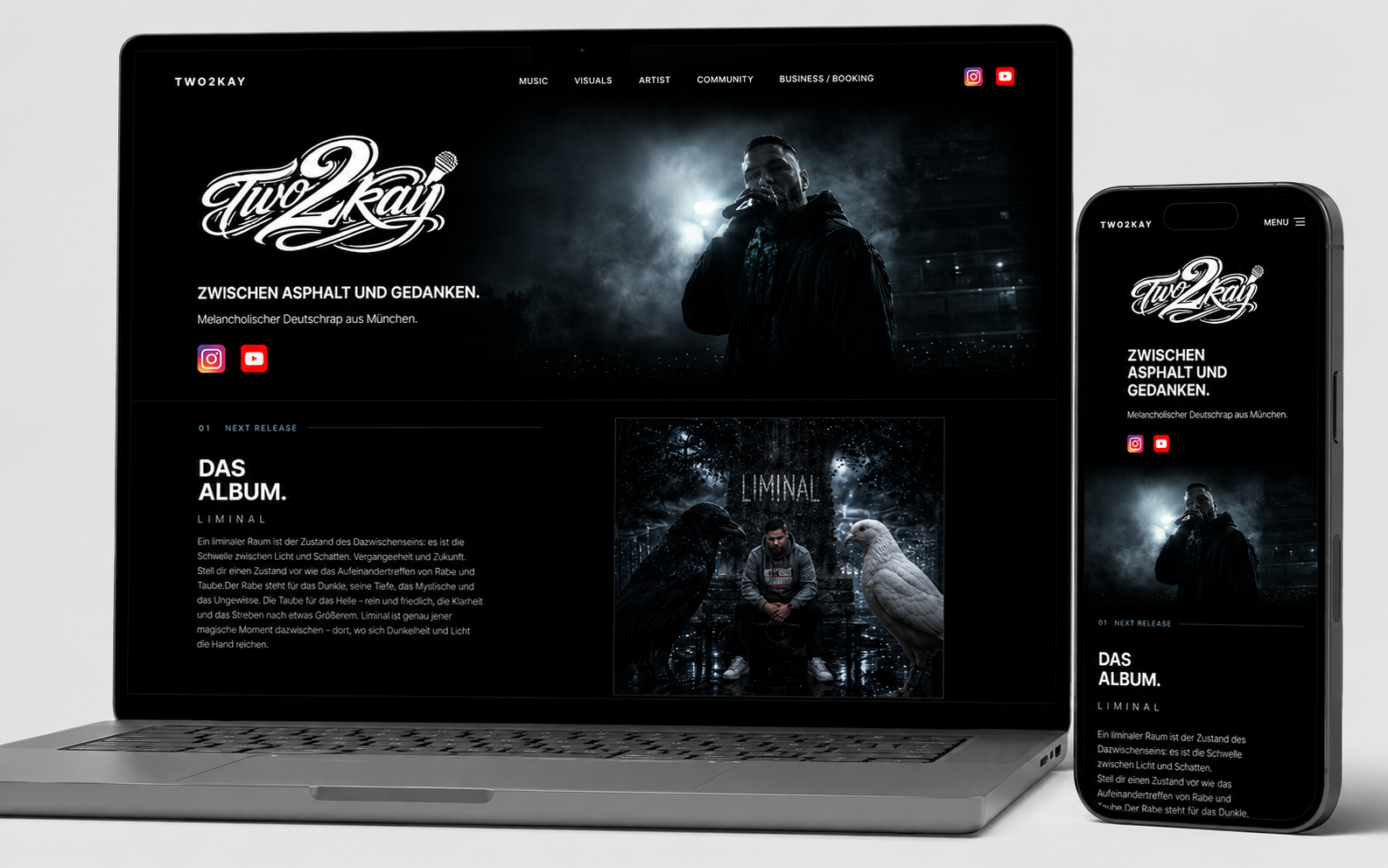 Projektansicht: Website von TWO2KAY